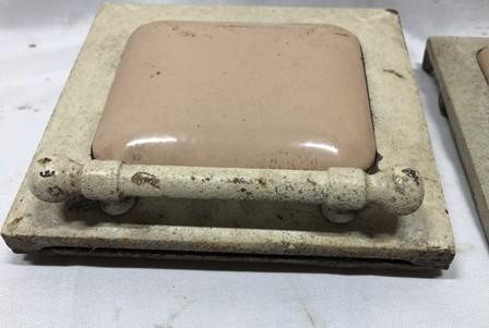 2 Copper Clad Stove Doors, Vintage Retro Porcelain Enamel Range Parts Repair A