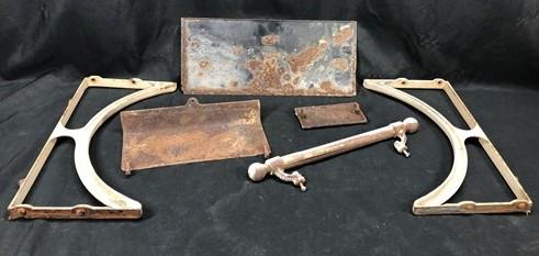 Copper Clad Stove Handle Braces Panels, Vintage Retro Cast Iron Parts Repair F
