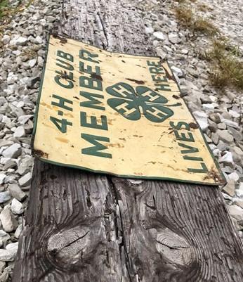 4-H Club Member Lives Here Sign, Vintage Metal Advertising Sign, Farm Country E