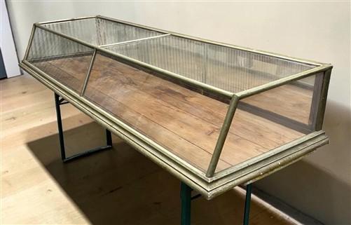 7' Brass Framed Countertop Glass Case, Vintage Retail Store Display, Showcase