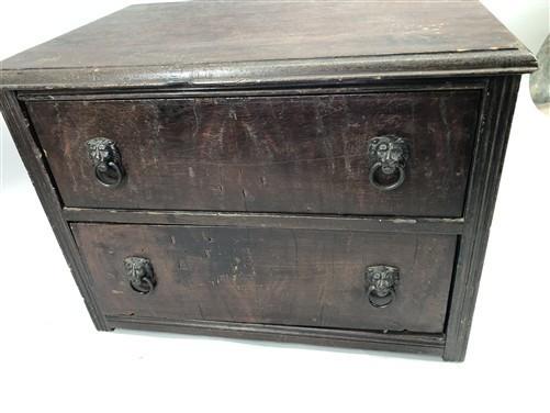 2 Drawer Wood Cabinet w/ Rotating Drawer, Vintage Organizer Gaming Craft Storage