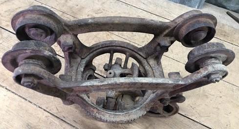 Adjustable Junior Louden Hay Trolley, Cast Iron Antique Pulley Barn Carrier C
