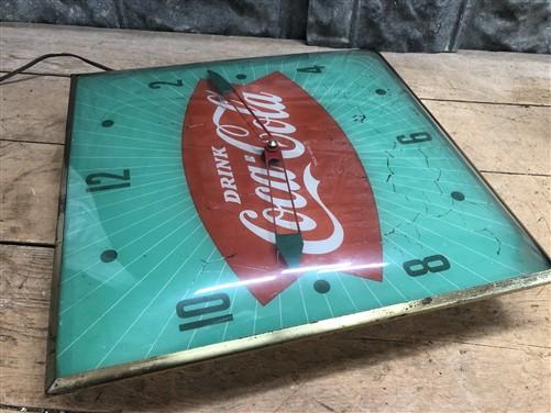 Drink Coca Cola Soda, Lighted Bubble Glass Clock, Vintage Soda Advertising Sign