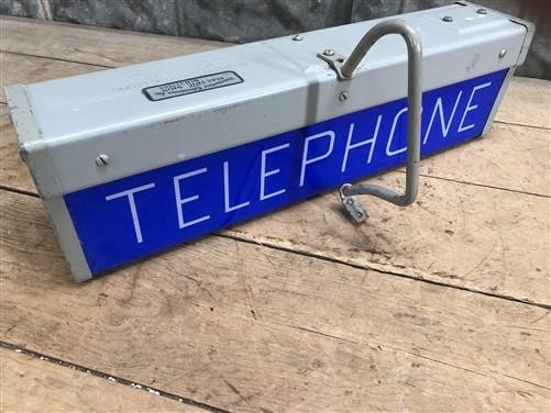 Lighted Telephone Sign, Vintage Western Electric Telephone Phone Booth Sign