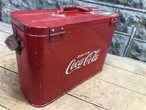 Drink Coca Cola Bottle Cooler, Vintage Metal Picnic Ice Chest, Bottle Opener