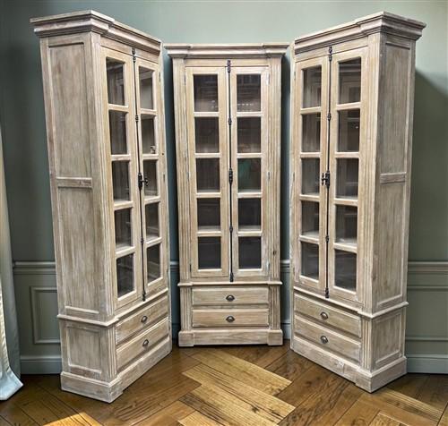 6 Door Natural Bookcase, China Cabinet, Kitchen Cabinet, Display Case, Library