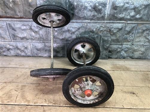 4 Vintage Metal Baby Buggy Wheels Pedal Car Garden Cart Pumpkin Wagon A55
