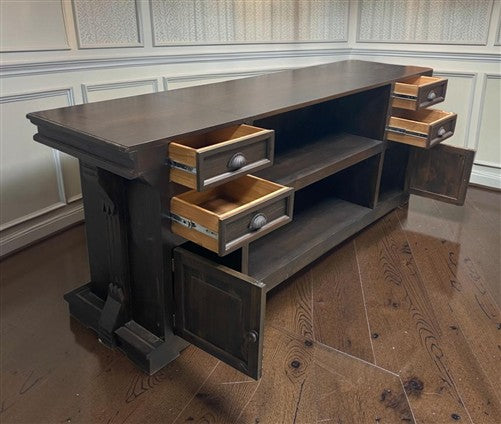 8' Brown Store Counter Retail Checkout Display Cabinet 4 Drawer Kitchen Island D