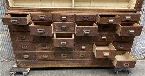 General Store Mercantile 30 Drawer Cabinet Vintage Apothecary Store Display, A