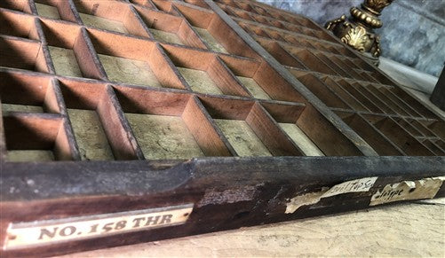Printer Drawer Wood Block Typeset Tray, Letterpress Thimble Shelf Display, A76