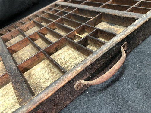 Printer Drawer Wood Block Typeset Tray, Letterpress Thimble Shelf Display, A57