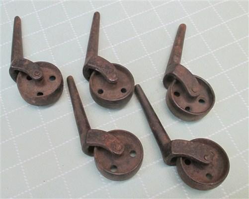 Wheel Parts - Lot Assorted Metal Caster Swivel Wheels Steel Industrial Furniture Dresser Desk by The Old Grainery (Antique...