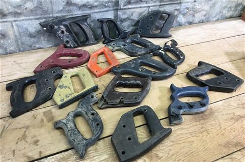 15 Assorted Vintage Hand Saw Handles, Plastic Cross Cut, Disston, Keen Kutter, A