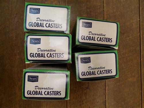 NOS Sears Decorative Global Casters Mounting Hardware Plated Polished Brass a