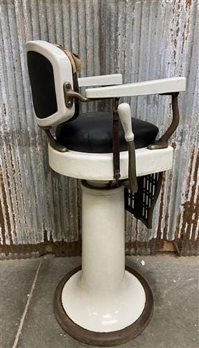 Child's Barber Chair, Koken Barber Chair, Vintage Chair, Porcelain Furniture, A