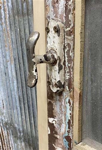 Antique French Single Door (24.75x95) Glass Pane Door with Jamb, Encased Door T1