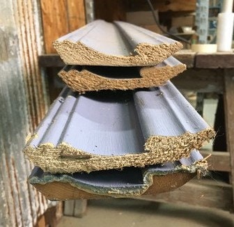 Home & Living > Home Improvement > Moldings & Trim - 4 Wood Trim Pieces, Architectural Salvage, Reclaimed Vintage Crown Mo...