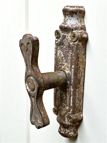 Antique French Single Door (35.5x82) Glass Pane Door with Jamb, Encased Door T25