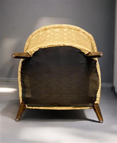 Home & Living > Furniture > Dining Room Furniture > Dining Chairs - Mid Century Modern Vintage Tufted Arm Chair, Tub Barre...