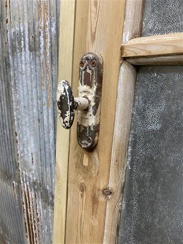 Antique French Single Door (28x77) Glass Pane Door with Jamb, Encased Door T19