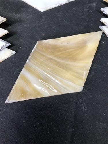 10 Stained Slag Glass Diamond Panes, Reclaimed Church Window Art Glass Pieces F