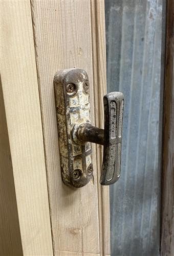 Antique French Single Door (27.25x82) Glass Pane Door with Jamb, Encased Door T7