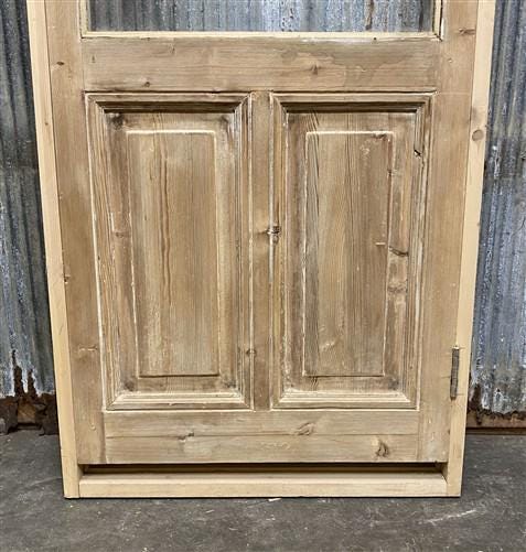 Antique French Single Door (31x88.5) Glass Pane Door with Jamb, Encased Door T17