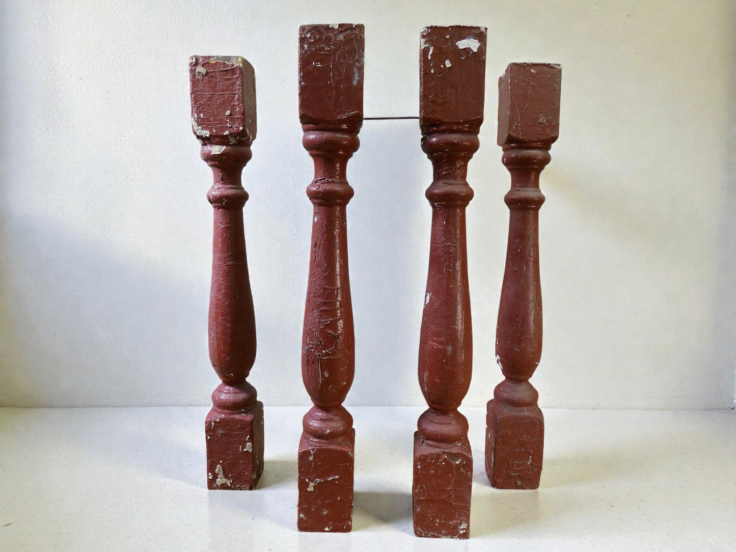 Balusters - 4 Rustic Red Wood Balusters Architectural Salvage Spindles Porch Trim B by The Old Grainery (Architectural, Ca...