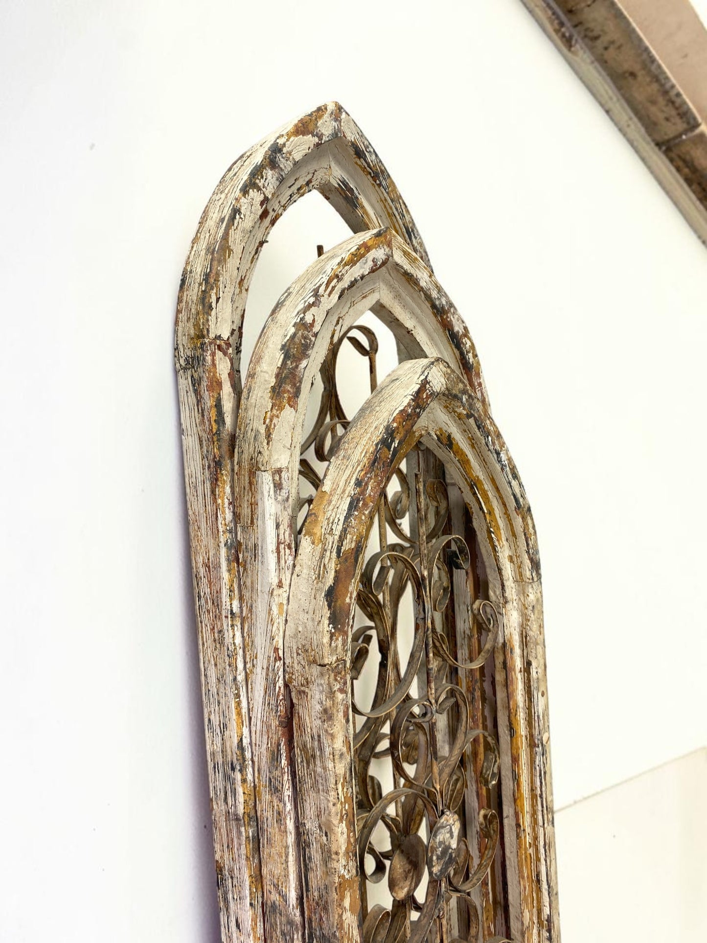3 Large Arched Wood Metal Gothic Wall Decor, Farmhouse Style, Window Frames