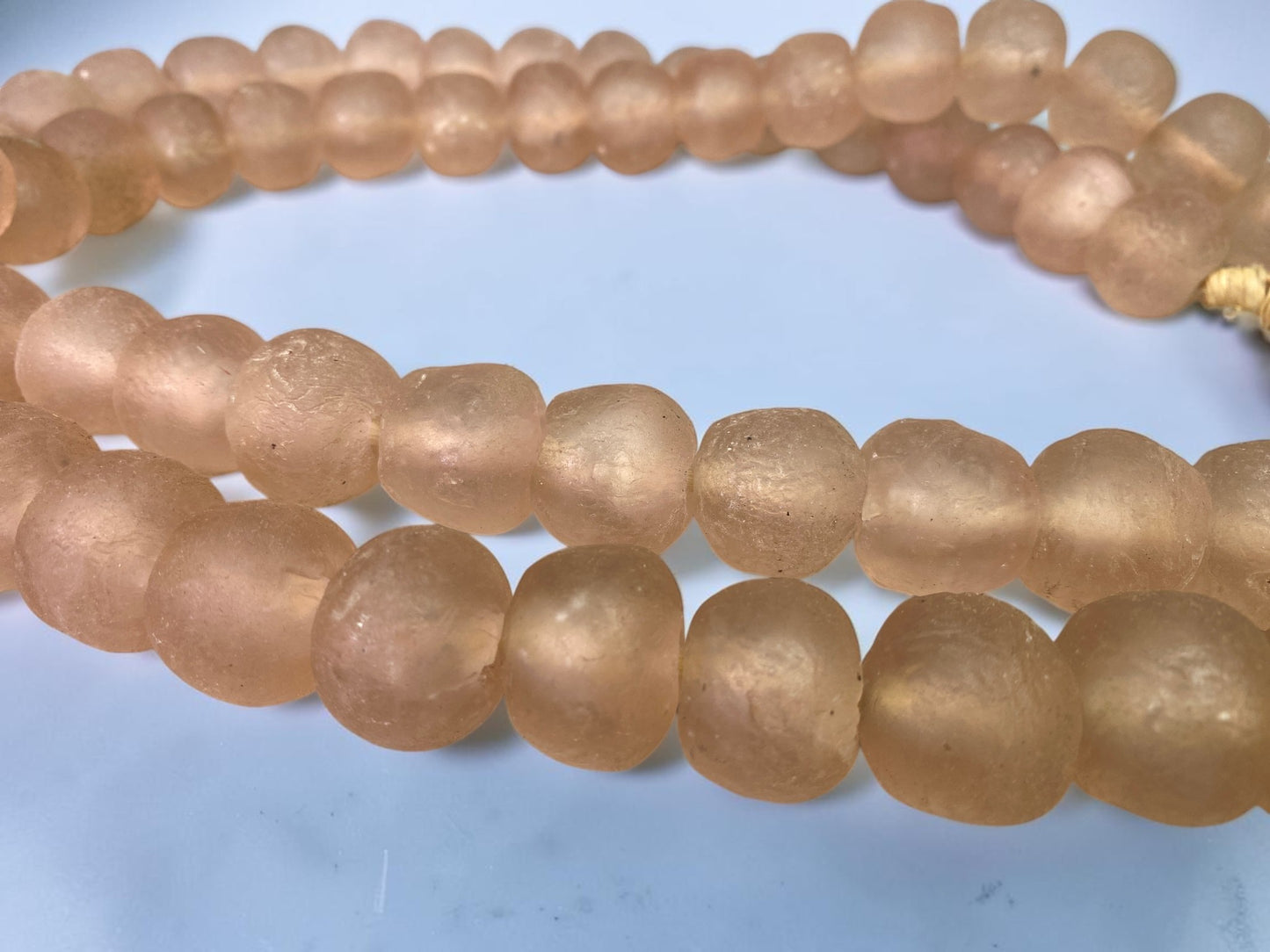 Home Goods - Pale Pink Recycled Glass Beads African Trade Beads, Sea Glass Style, 2 Strands by The Old Grainery (African,...