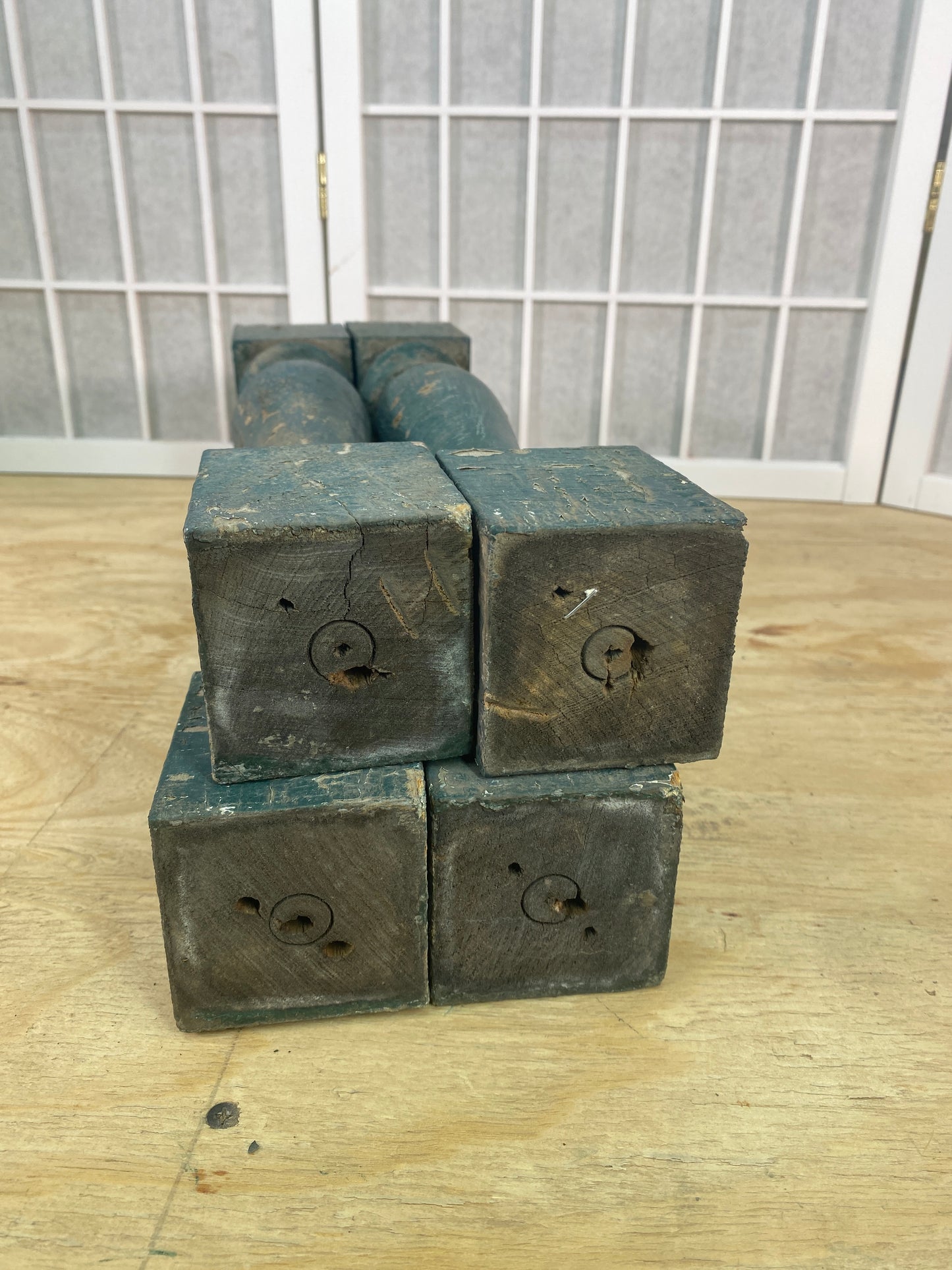 Balusters - 4 Vintage Green Wood Balusters, Reclaimed Spindles, Architectural Salvage, W by The Old Grainery (Architectura...