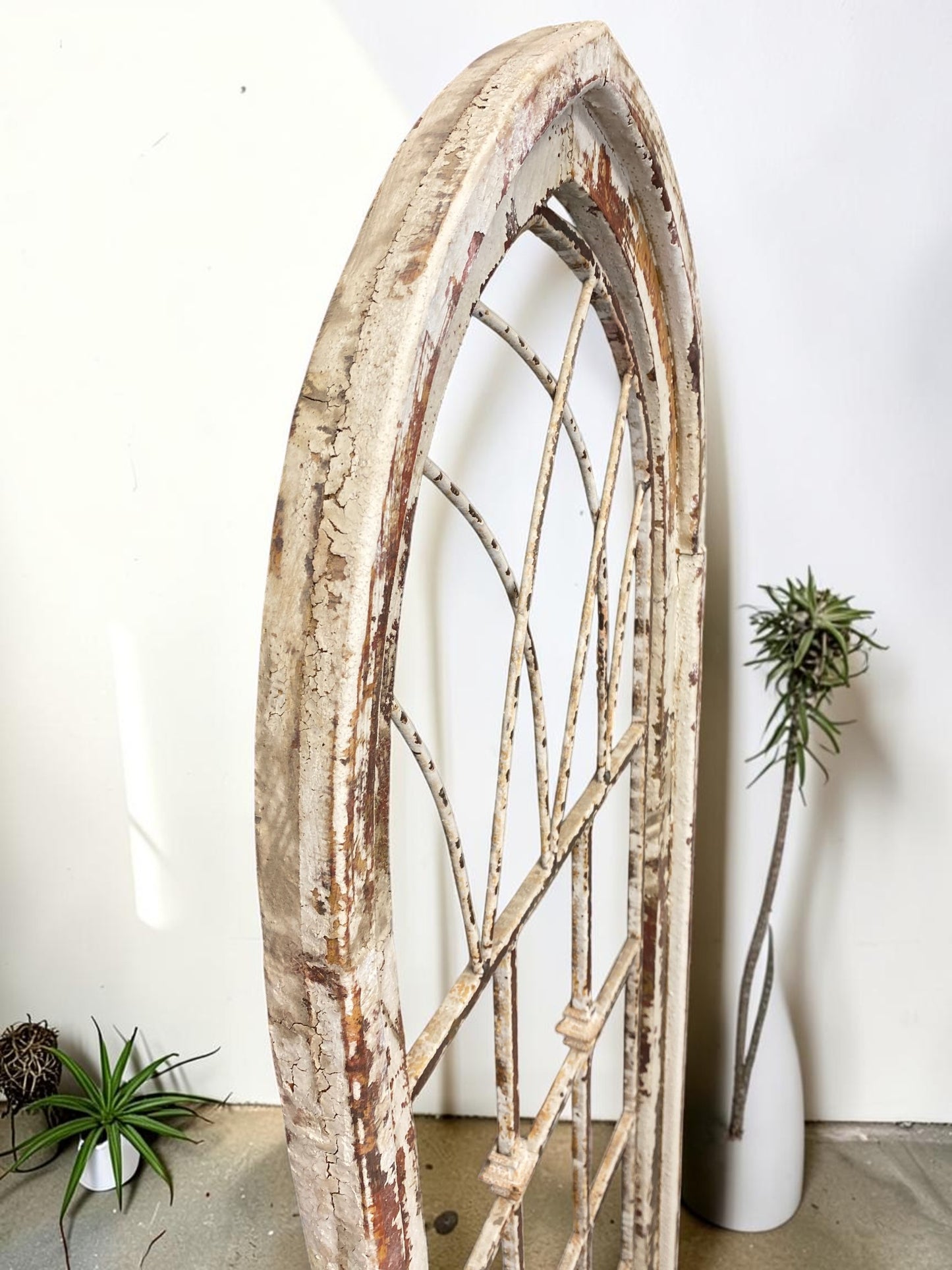 Wood Metal Window Wall Decor, Arched Cathedral (24x59) Rustic Window Frame