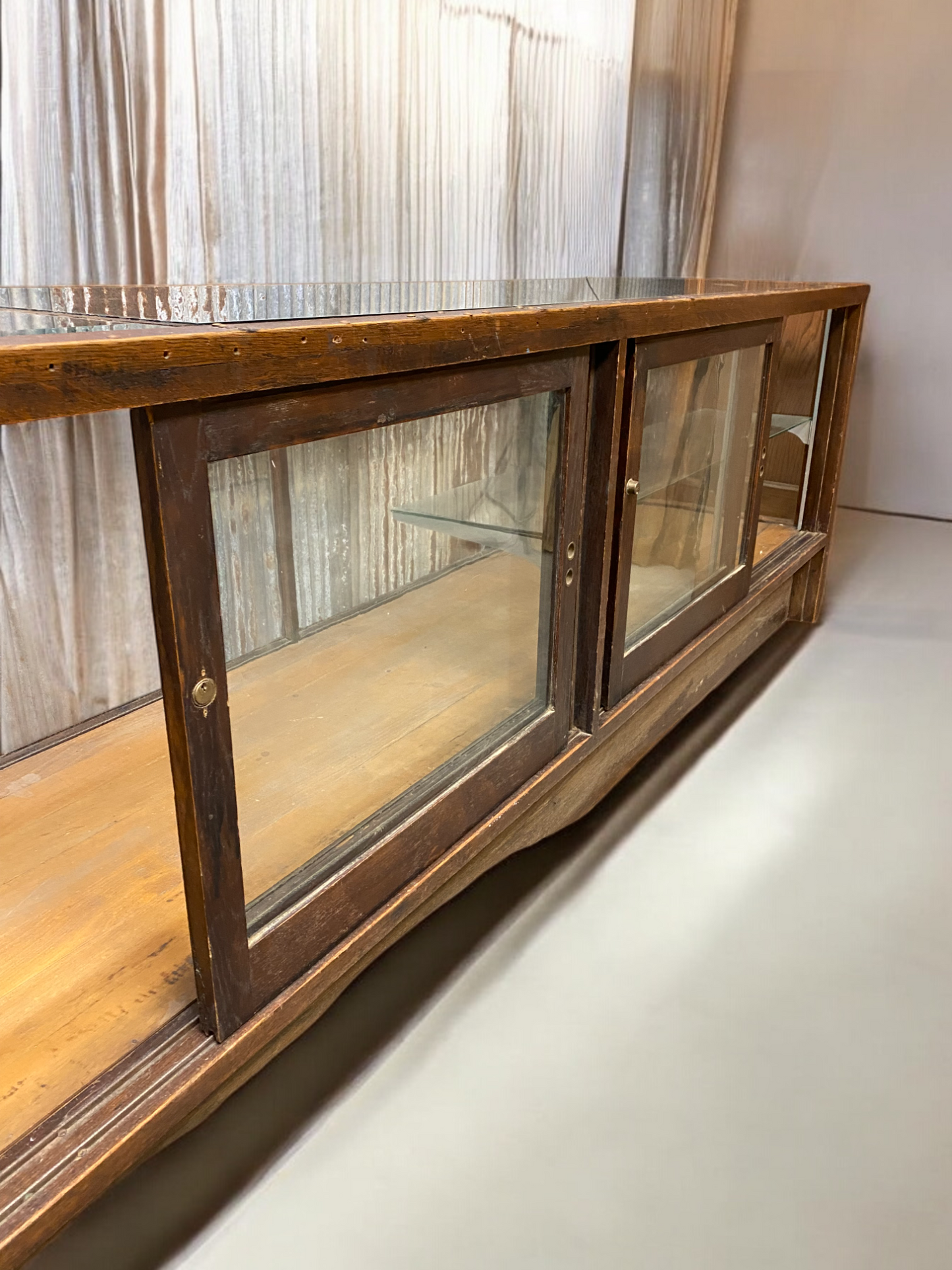 14' Store Counter Display Case, Mercantile Showcase, Tavern Bar, Kitchen Island