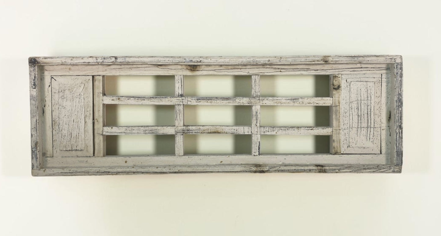 White Double Panel Wood, Distressed Farmhouse Window Panel, Cottage Wall Accent