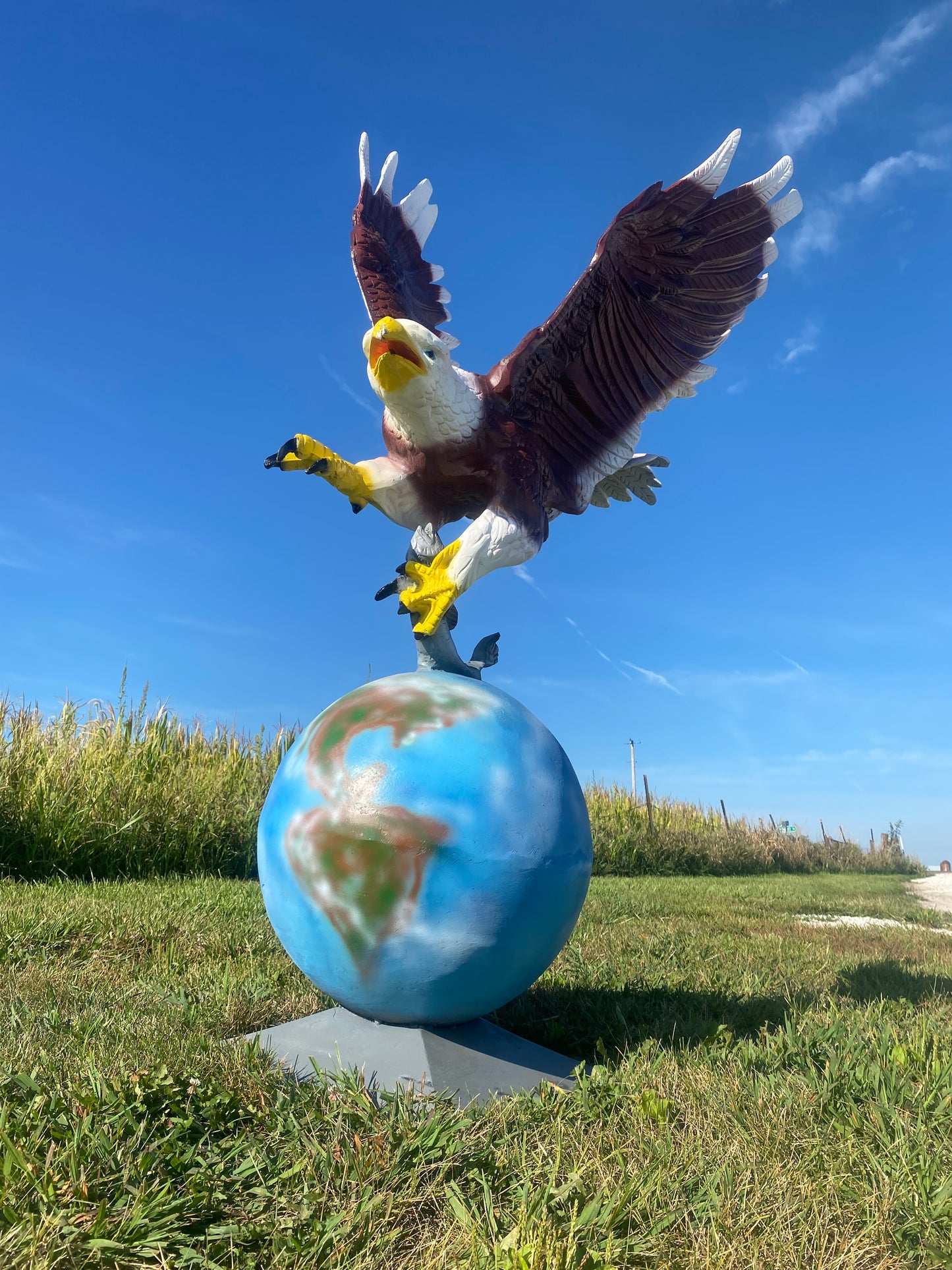 Majestic Bald Eagle, Cast Aluminum Statue, Bald Eagle & Fish, Case Emblem, B