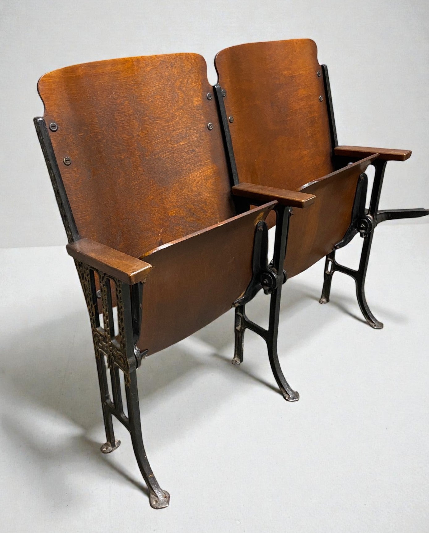 Theater Seats - 3 Vintage Wood Folding Theater Seats, Auditorium Seats, Entryway Bench, E30 by The Old Grainery (art deco,...