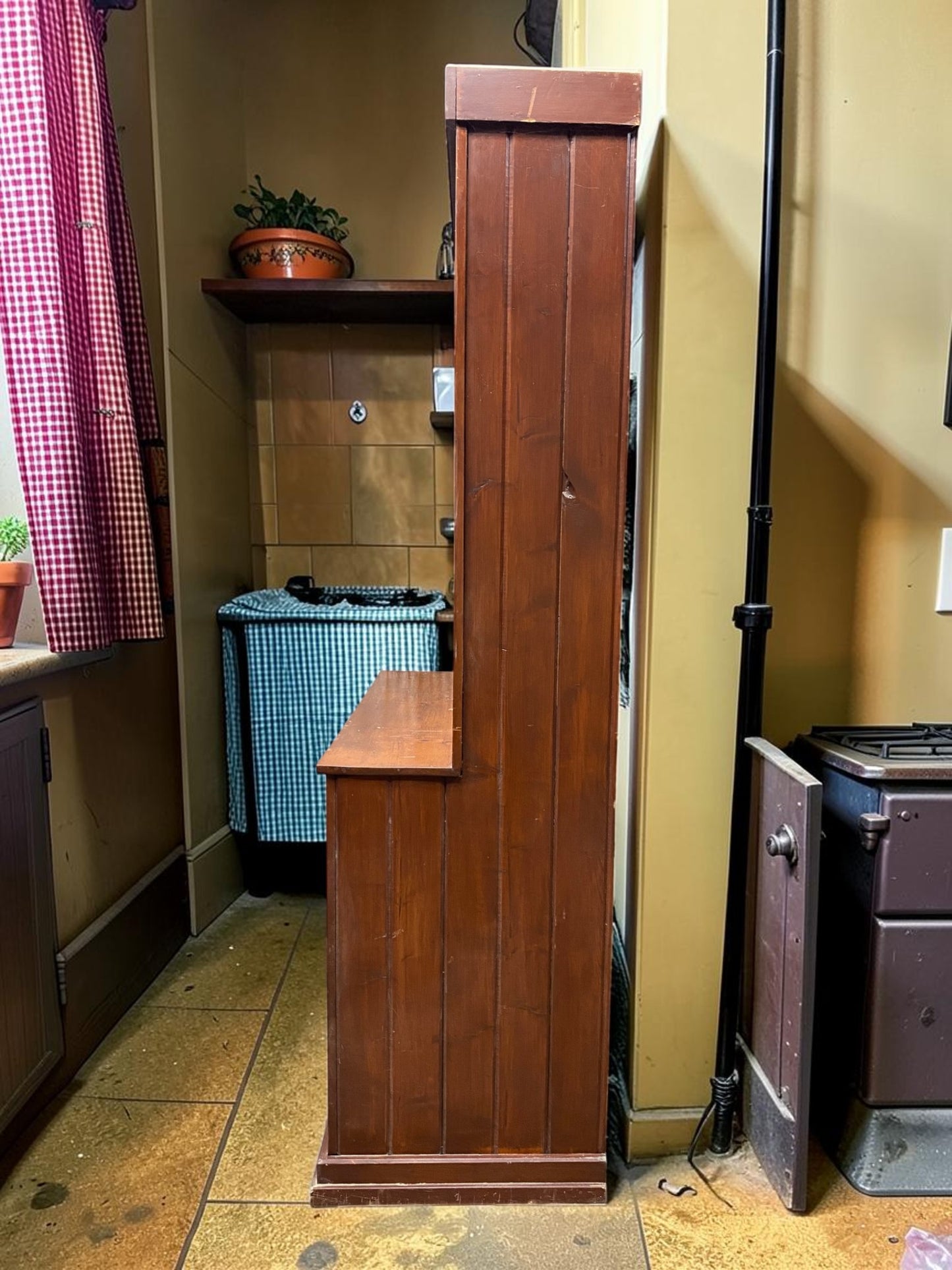 Rustic Step Back Hutch Cabinet, Vintage Farmhouse Cupboard, Pantry, Cabinet