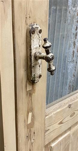 Antique French Single Door (32.5x86) Glass Pane Door with Jamb, Encased Door T9