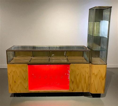 2 Pc. Parker Glass Display Case, Vintage Floor Showcase, Lighted