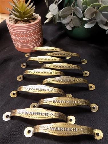 vintage dresser pulls 10 Warren Brass Cabinet Handle 4.25