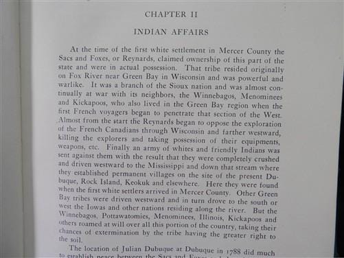 1914 Mercer County Illinois History, Bassett, Indian Affairs, Historical Record
