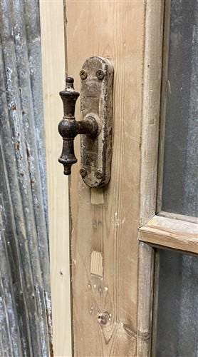 Antique French Single Door (31.5x89) Glass Pane Door with Jamb, Encased Door T42