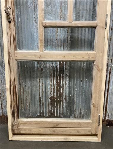 Antique French Single Door (33x81) Glass Pane Door with Jamb, Encased Door T44