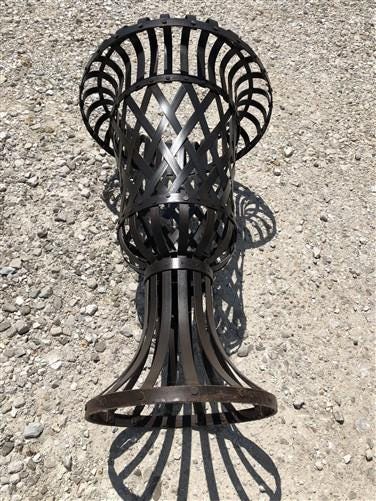 Home & Living > Outdoor & Gardening > Plant Stands - 34" Metal Strap Urn Planter Flower Pot, Decorative Garden Patio Yard...