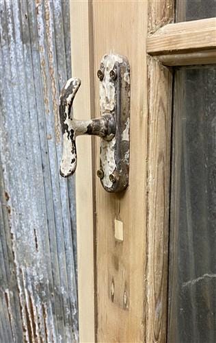 Antique French Single Door (32x84) Glass Pane Door with Jamb, Encased Door T16