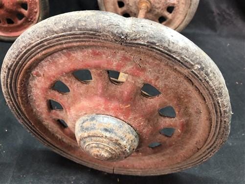 4 Wagon Wheels, Pedal Car, Garden Cart, Pumpkin Wagon, Vintage Goodyear A56