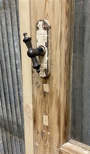 Antique French Single Door (31x86.5) Glass Pane Door with Jamb, Encased Door T43