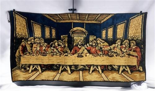 The Last Supper Da Vinci Tapestry, Vintage Italian Textile