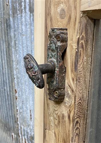 Antique French Single Door (27.5x87) Glass Pane Door with Jamb, Encased Door T4