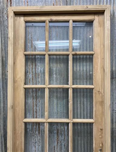 Antique French Single Door (33x92.5) Glass Pane Door with Jamb, Encased Door T32